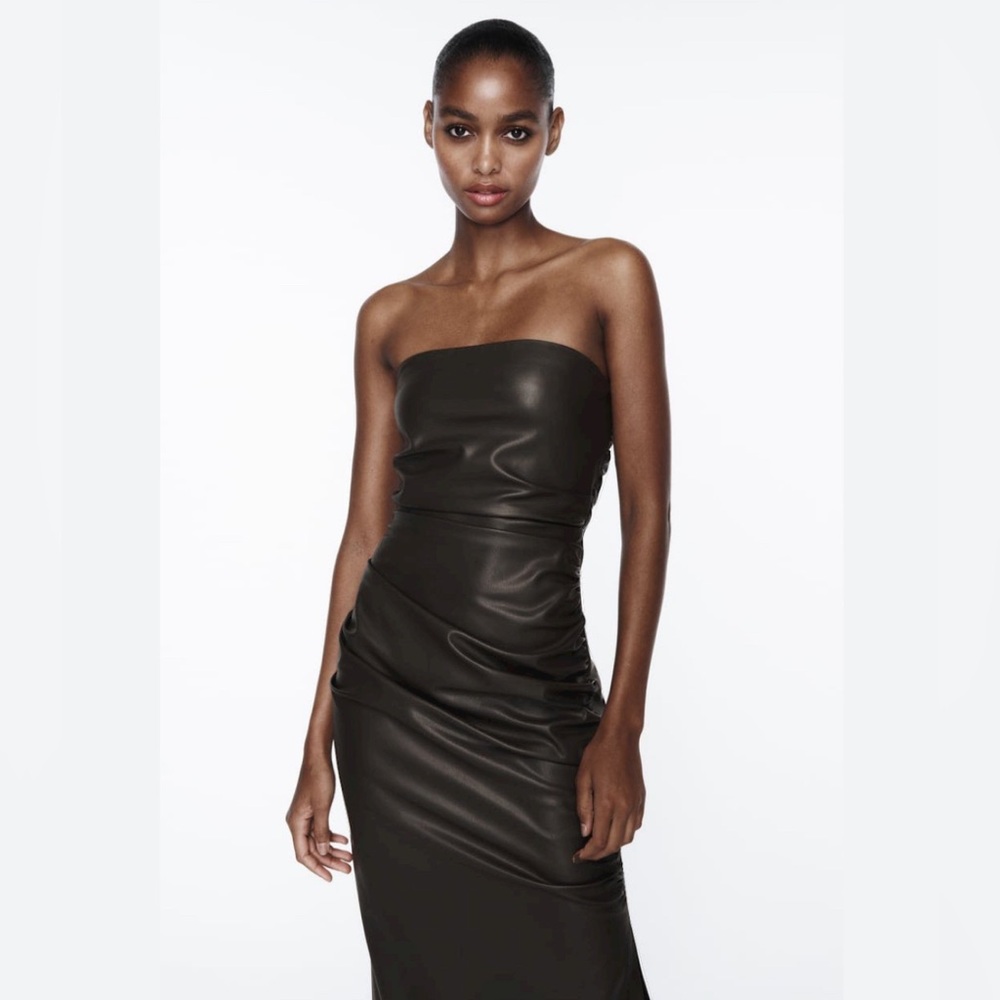 NWT Zara Leather Midi Dress - MED